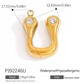 Golden stainless steel U-shape pendant featuring sparkling round cubic zirconia stones - Letter U Style (PJ92246U)