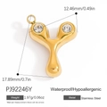 Polished 18K gold-plated stainless steel letter Y pendant charm with zircon accents - Letter Y Style (PJ92246Y)