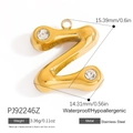 Polished gold letter Z pendant in stainless steel with crystal zircon accents - Letter Z Style (PJ92246Z)