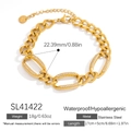 Goldenes Gliederkette-Armband aus Edelstahl mit funkelnden pavé-gefassten Ovalringen - Gold Strass Link Stil (SL41422)