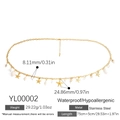 Golden stainless steel waist chain with starfish, shell pendants and pearls accessory - Marine Shell Starfish Pendant Style (YL00002)