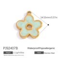 Ciondolo a fiore in smalto verde in acciaio inossidabile placcato oro 18K con misure - Stile Floreale Verde Menta (PJ92407B)