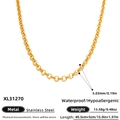 Waterproof gold stainless steel rolo chain necklace with 5.03mm link width and 40.5cm length - Gold Rolo Link Chain Necklace (XL31270)