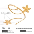 Bracelet de bras en acier inoxydable doré avec design en spirale et fleurs de cerisier - Style Sakura en Relief (SZ61154) / Or