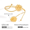 Bracelet de bras réglable en acier doré avec design détaillé de tournesol - Style Tournesol Réaliste (SZ61148) / Or