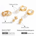 Dreiteiliges Edelstahl-Ohrring-Set mit goldenen Creolen, Perlen und Kugelsteckern - Strass Perle Rundperlen Kollektion (EH11767)
