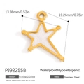 Gold star-shaped stainless steel pendant with white enamel and 13.36mm height - White Enamel Irregular Star Style (PJ92255B)
