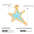 Star-shaped golden stainless steel pendant with light blue enamel, 19mm size - Light Blue Quicksand Irregular Star Style (PJ92255C)