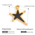Colgante de estrella de acero inoxidable dorado con esmalte negro, resistente al agua y suave - Estilo De Estrella Irregular De Esmalte Negro (PJ92255D)