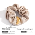 Haargummi aus Champagner-Satin mit vergoldetem Croissant-Anhänger aus Edelstahl - Croissant-Dekor (FS71045)