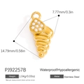 Colgante caracola dorado de acero inoxidable con siete perlas blancas y dimensiones - Estilo De Caracola Incrustada De Perla Oro (PJ92257B)