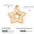 Colgante de estrella doble en acero inoxidable dorado con esmalte blanco para joyería - Estilo De Estrella Hueca Doble De Esmalte Blanco (PJ92258A)
