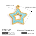 Colgante estrella de acero dorado con esmalte azul claro y detalles de medidas - Estilo De Estrella Hueca Doble De Esmalte Azul Claro (PJ92258C)