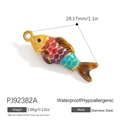 DIY stainless steel koi fish pendant with pink and purple gradient enamel drip finish - Gradient Color Koi Fish Pendant (PJ92382A)