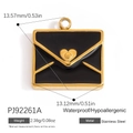 Colgante de sobre dorado con incrustación negra y corazón, de acero inoxidable puro - Estilo De Corazón Sobre Negro (PJ92261A)