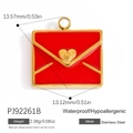 Colgante sobre de corazón en esmalte rojo impermeable en acero inoxidable hipoalergénico - Estilo De Corazón Sobre Rojo (PJ92261B)