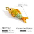 Golden stainless steel fish charm pendant with yellow-green gradient enamel finish - Yellow Cyan Gradient Koi Pendant (PJ92382C)