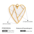 Colgante de corazón en acero inoxidable dorado con textura de mármol blanco - Estilo De Corazón Texturizado Blanco (PJ92262A)