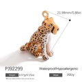 Pendentif guépard émaillé avec motif léopard pour création de colliers - Style Pendentif Léopard Assis Motif (PJ92299)