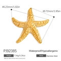 Golden stainless steel starfish pendant with hammered texture and waterproof features - Gold Hammered Starfish Pendant (PJ92385)