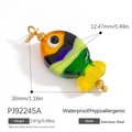 Colorful 18K gold-plated fish pendant made of stainless steel for DIY jewelry making - Colorful Striped Fish (PJ92245A)