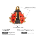 Ladybug charm in red enamel and gold-plated stainless steel with size dimensions - Red Black Ladybug Pendant (PJ92387)