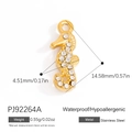 Colgante de caballito de mar de acero inoxidable dorado con pedrería para joyería DIY - Estilo De Caballito De Mar Incrustado De Circonio (PJ92264A)