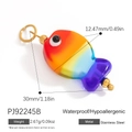 Mini rainbow gradient fish pendant in 18K gold stainless steel for DIY jewelry - Gradient Rainbow Fish (PJ92245B)