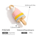 Pink and yellow enamel popsicle pendant in gold alloy for DIY jewelry making - Colorful Ice Pop Style (PJ92349)