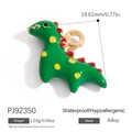 Cartoon green dinosaur enamel charm in alloy with golden edges for DIY jewelry making - Green Cartoon Dinosaur Style (PJ92350)