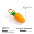 Polished stainless steel carrot charm pendant with orange and green enamel finish - Stainless Steel Carrot Shape Pendant (PJ92390)