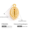 Colgante ovalado de acero inoxidable dorado con micro perlas blancas y enganche - Estilo Ovalado De Perlas Pavé (PJ92265)