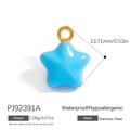 Hypoallergenic light blue star pendant with golden loop for DIY jewelry necklaces - Light Blue Star Pendant (PJ92391A)