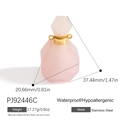 Pink faceted stone perfume bottle pendant with gold stainless steel neck ring - Rose Quartz Stainless Steel Bottle (PJ92446C)