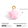 Pink enamel star pendant in stainless steel with 13.71mm measurement markings - Pink Star Pendant (PJ92391B)