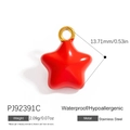 Waterproof stainless steel red star charm pendant with gold ring for DIY jewelry making - Red Star Pendant (PJ92391C)