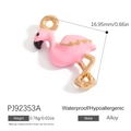 Pink flamingo enamel charm accessory with gold metal finish for DIY jewelry - Pink Flamingo Style (PJ92353A)