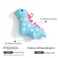 Pendentif dinosaure en émail bleu clair en acier inoxydable avec mesures - Style Pendentif Dinosaure Dessin Animé Bleu Clair (PJ92242A)