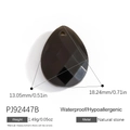 Water drop dark grey natural stone pendant with multi-faceted cut and stainless steel top - Black Agate Teardrop Pendant (PJ92447B)