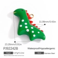 Pendentif dinosaure vert en acier inoxydable étanche avec boucle dorée pour bijoux DIY - Style Pendentif Dinosaure Dessin Animé Vert (PJ92242B)