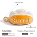 Mini alloy butter toast bread slice pendant with embossed text for DIY jewelry making - Sliced Butter Bread Style (BUTTER Text) (PJ92302A)