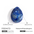Lapis Lazuli natural stone waterdrop pendant with gold markings and detailed dimensions - Lapis Lazuli Teardrop Pendant (PJ92447D)