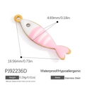 Pendentif poisson en acier inoxydable rayé rose et blanc plaqué or 18K pour bijoux DIY - Style Pendentif Poisson Rayé Rose et Blanc (PJ92236D-3pcs)