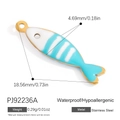 Pendentif poisson rayé bleu et blanc en acier inoxydable avec bordure dorée et émail - Style Pendentif Poisson Rayé Bleu et Blanc (PJ92236A-3pcs)