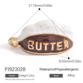 Brown and white butter charm pendant in alloy with dimensions 17.74mm by 8.55mm - Butter Shape (BUTTER Text) (PJ92302B)