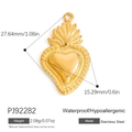 Colgante de corazón en acero inoxidable dorado con patrón de llama y dimensiones - Estilo De Sagrado Corazón De Llama Oro (PJ92282)