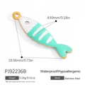 Pendentif poisson vert menthe en acier inoxydable avec queue en cœur et décor rayé - Style Pendentif Poisson Rayé Vert Menthe (PJ92236B-3pcs)