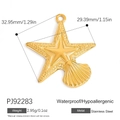 Colgante de estrella de mar y concha dorada de acero inoxidable para joyería DIY - Estilo De Combo De Estrella De Mar Y Vieira (PJ92283)
