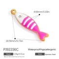 Pendentif arête de poisson en acier inoxydable émaillé rose et blanc avec dimensions - Style Pendentif Poisson Arête Rose et Blanc (PJ92236C-3pcs)