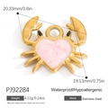 Colgante de cangrejo en acero inoxidable dorado con esmalte de corazón rosa y perla - Estilo De Cangrejo De Oro Corazón Rosa (PJ92284)